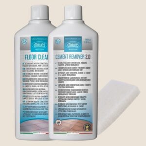 Kit limpieza con CEMENT REMOVER, FLOOR CLEANER y estropajo blanco