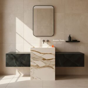 Lavabo en piedra sinterizada modelo Thetis