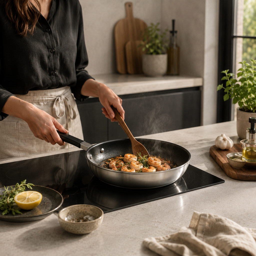 Sarten Cooking Surface Prime para inducción invisible con olla, sartenes y cazo