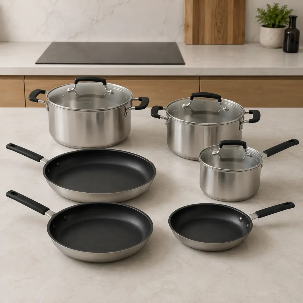 Pack Cookware 6 piezas Cooking Surface Prime con olla, cacerolas y sartenes para cocina de inducción invisible